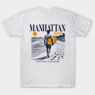 Vintage Surfing Manhattan Beach, California // Retro Surfer Sketch // Surfer's Paradise T-Shirt